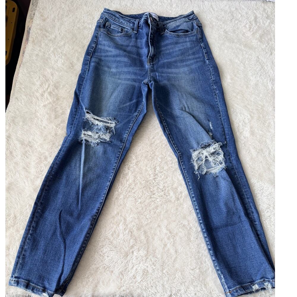 Flying Monkey Jeans 29 Blue Distressed Crop Skinny Ankle Stretch Denim